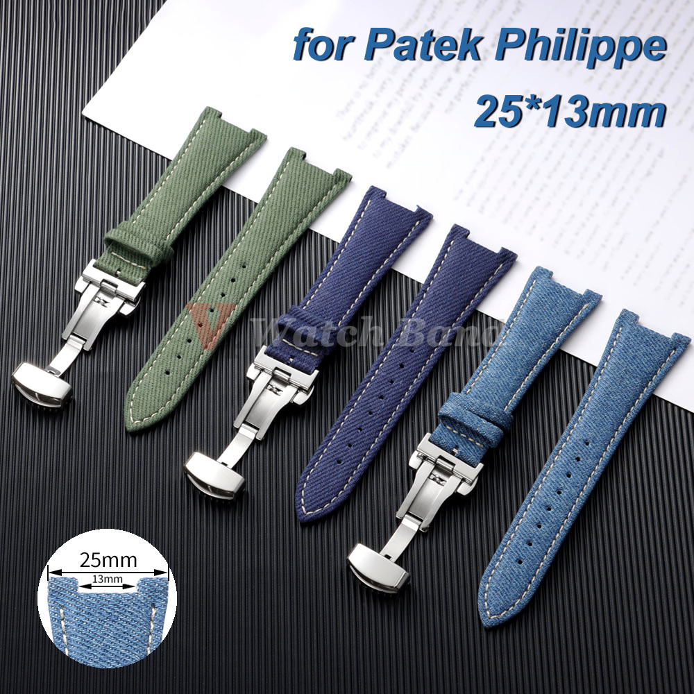 Patek Philippe Watch Nautilus - パテックフィリップノーチラスシリーズ 25*13 ミリメートルデニムナイロン牛革時計ストラップ 5711 5712 7010G