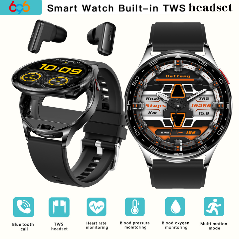 Smartwatch Noise Watches For Men - 男性と女性のためのtwsスマートヘッドセットウォッチ、スポーツフィットネススマートウォッチ、心拍数、健康、ノイズリダクション、イヤホン音楽、1.39インチ、2 in 1
