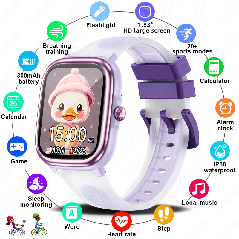 Smartwatch Watches For Girls Kids - LIGE 2026 新しい子供用学習スマートウォッチ キッズパズルゲーム 子供用スマートウォッチ IP68防水