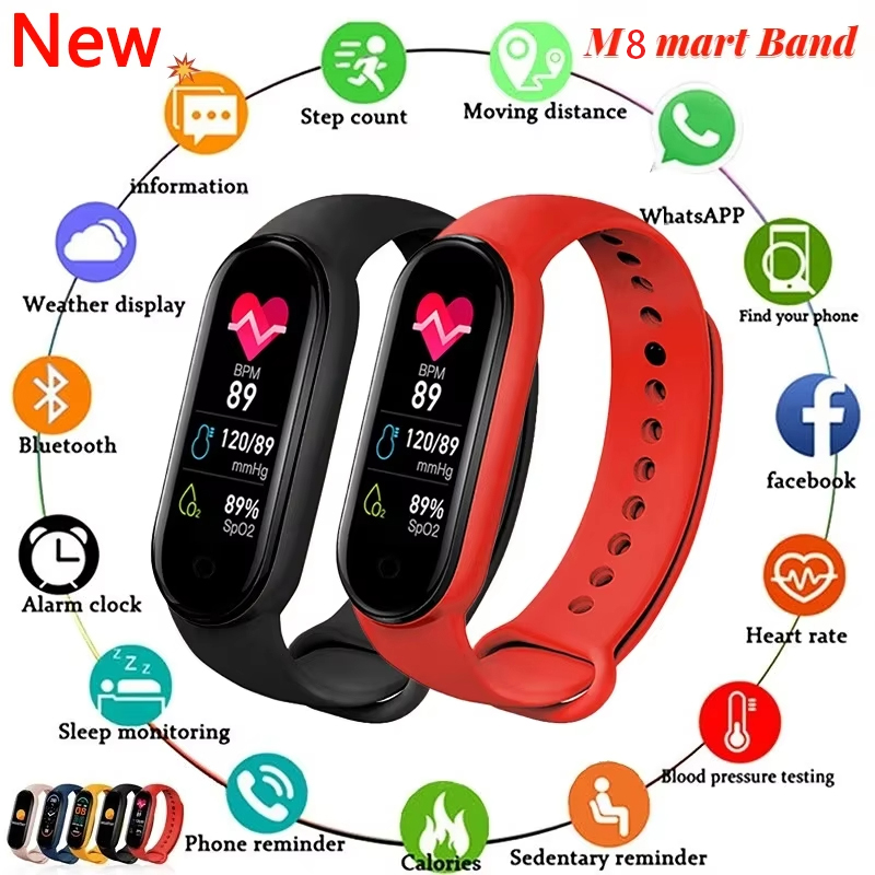 Smartwatch Trending Watches For Women - 2025年トレンドM8バンドスマートウォッチ、男女兼用、心拍数、スポーツ、フィットネストラッキング、水泳モニター、ブレスレット、スマートバンド、腕時計、ギフト