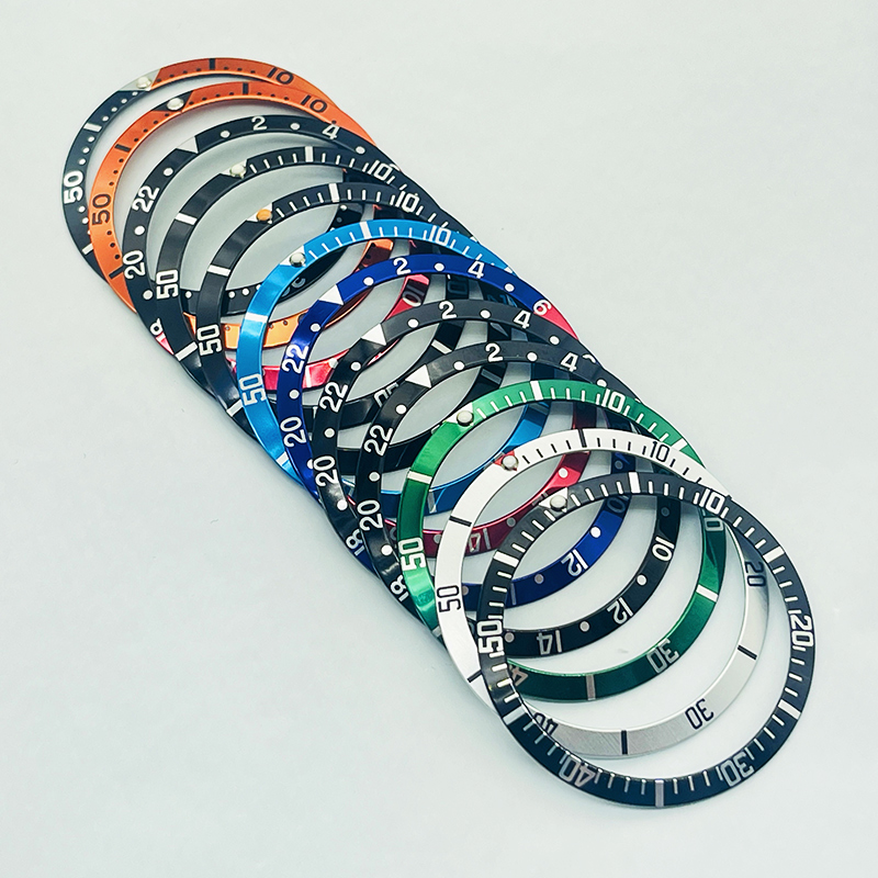 Watch Bezel Insert - 湾曲したアルミニウム製時計ベゼル,潜水艦nh35 nh36に適したケースリング,男性用ダイビングアクセサリー,36.5mm