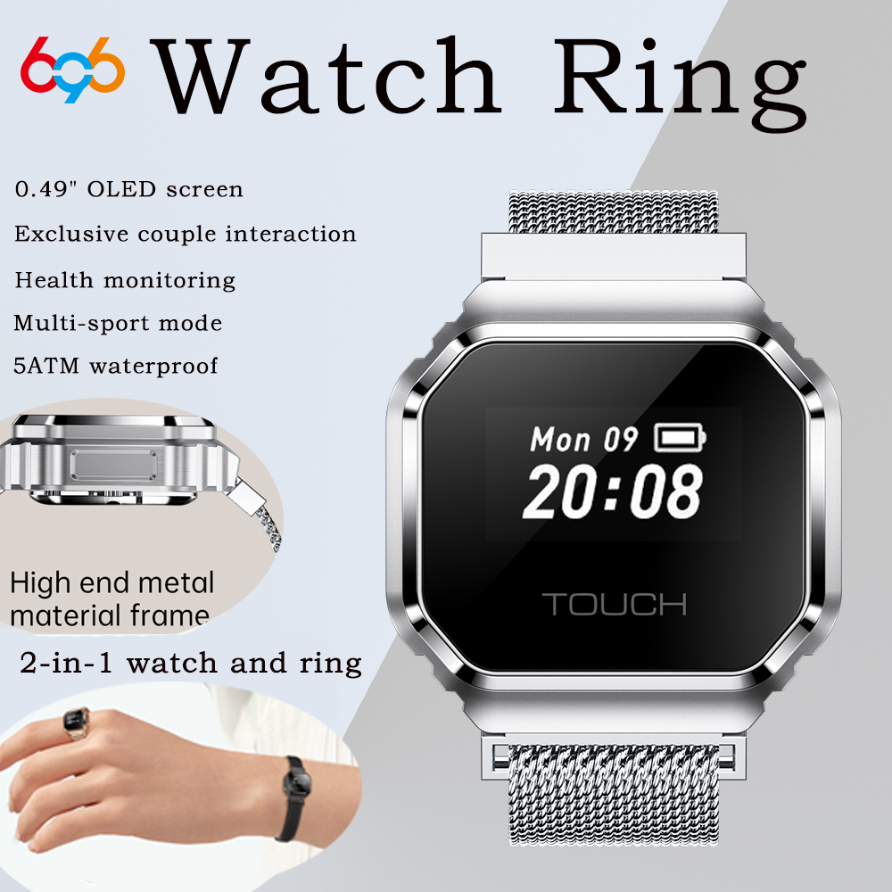 Couple Watches Smartwatch - 2026年新型 0.49インチOLEDスクリーン スマートリング 専用カップルインタラクション 心拍数 睡眠モニター