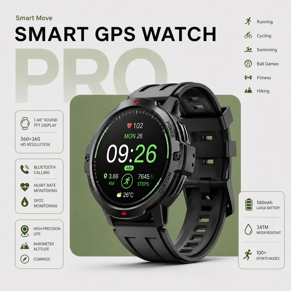 Smartwatch Timex Watches For Women - 新しい 1.46 インチ軍用 GPS スマートウォッチ 3ATM