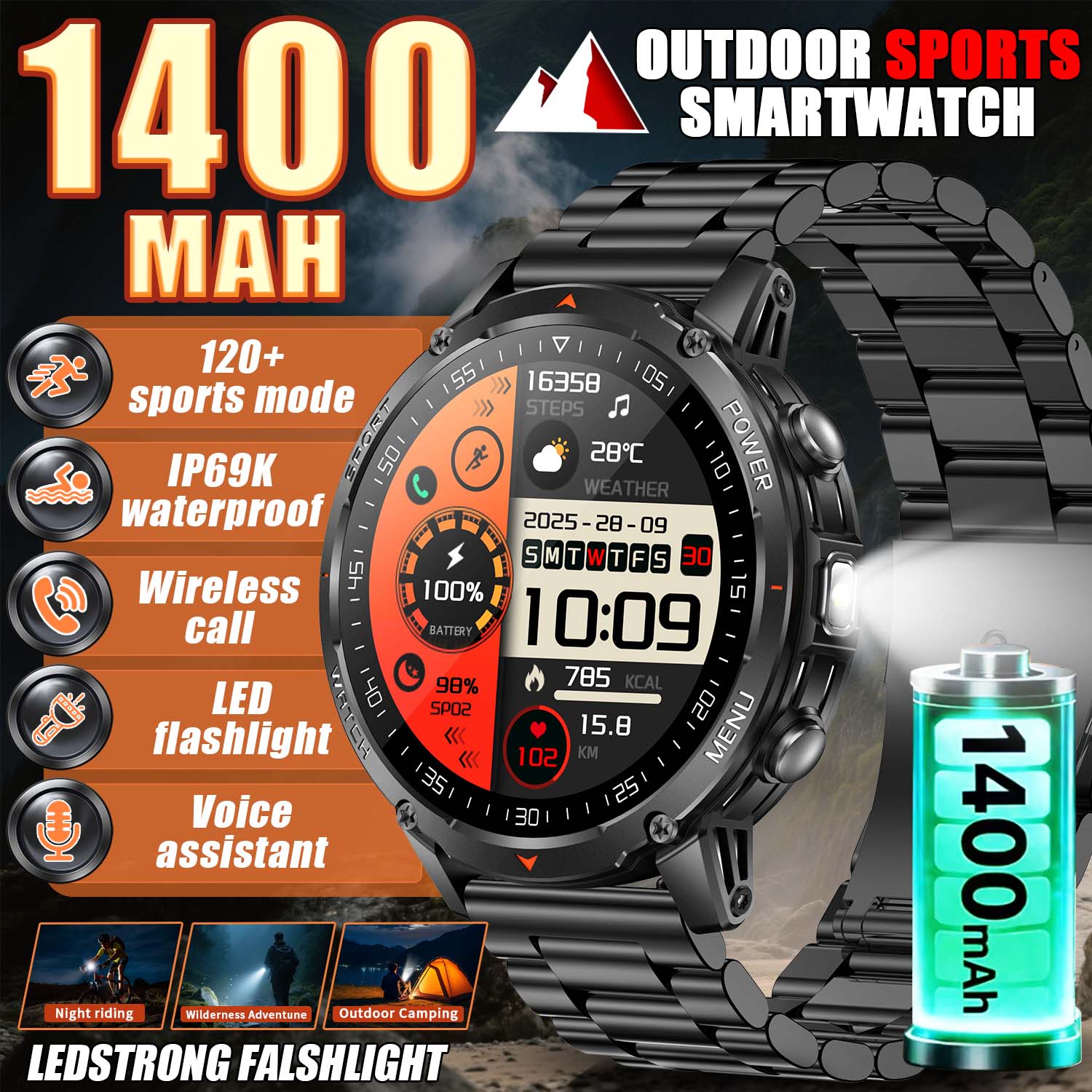 Smartwatch Trending Watches For Women - 2026 新しい軍事スマートウォッチ男性 1400mAh バッテリー 1.7 インチ