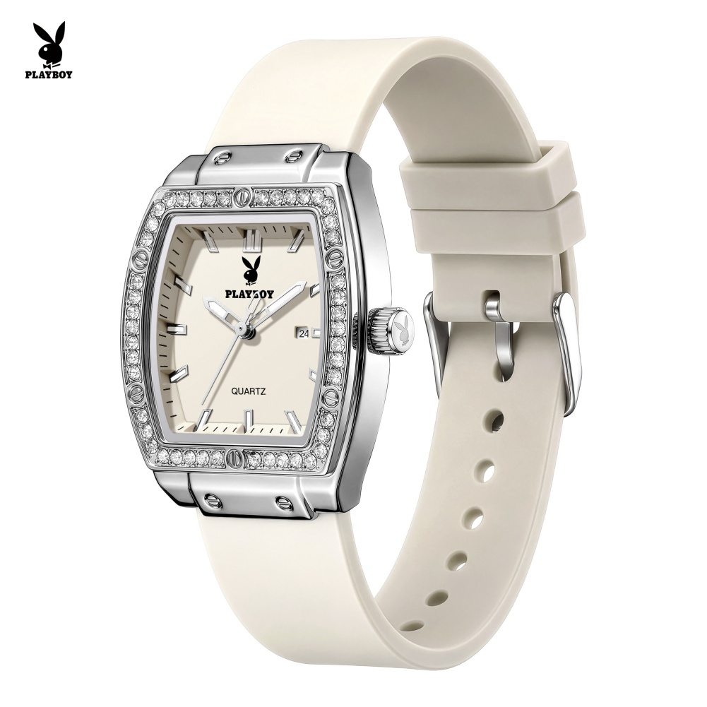 Watch Bezel Insert - プレイボーイ 3146 エレガントな女性の腕時計ファッショントノーダイヤモンドベゼル発光防水高級オリジナルクォーツ時計女性用