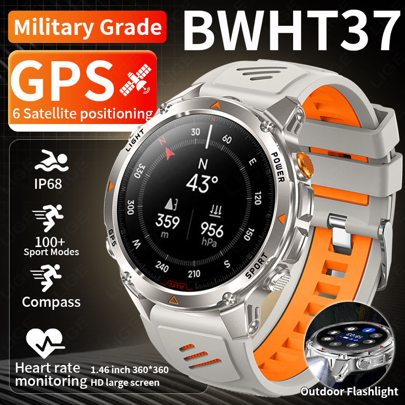 Watch Smart Smartwatch - LIGE 頑丈な GPS 追跡スマートウォッチ男性 LED 懐中電灯コンパス