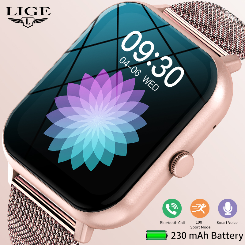 Smartwatch Watch Whatsapp - Lige-男性と女性のための防水スマートウォッチ,Bluetooth,通話応答,音声アシスタント,WhatsApp通知,スポーツ,フィットネス