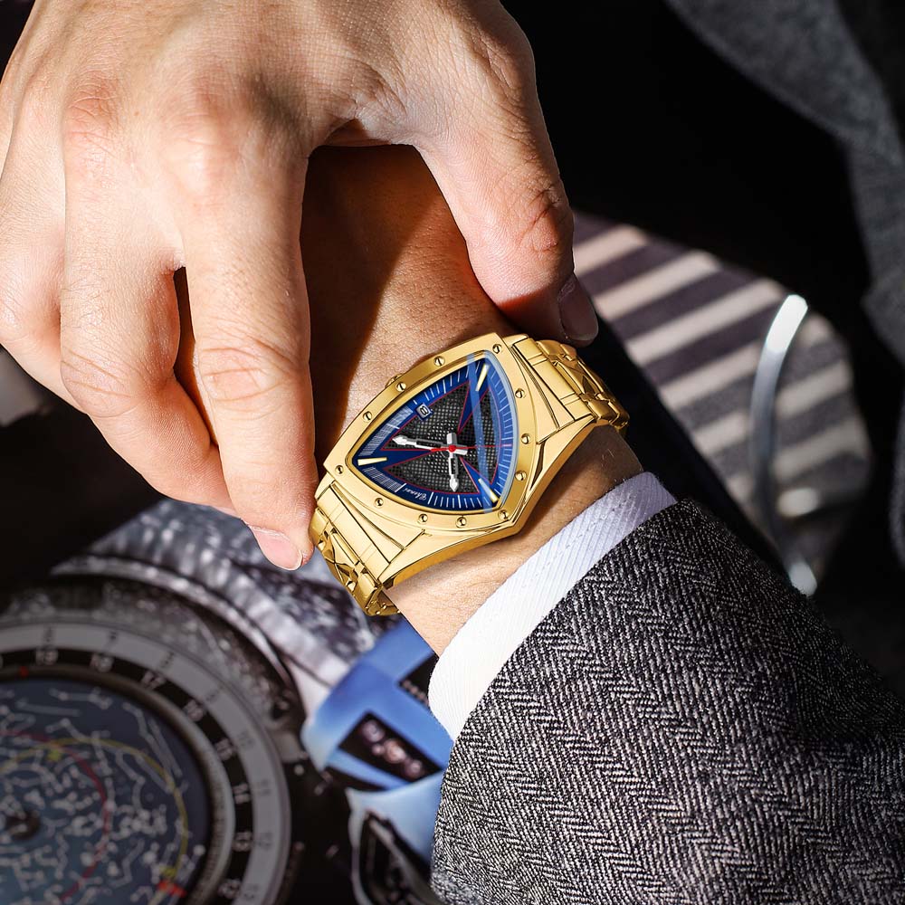 Smartwatch Luxury Watches - CHENXI 高級メンズ腕時計 クォーツ腕時計 カジュアル ホロー トライアングルウォッチ