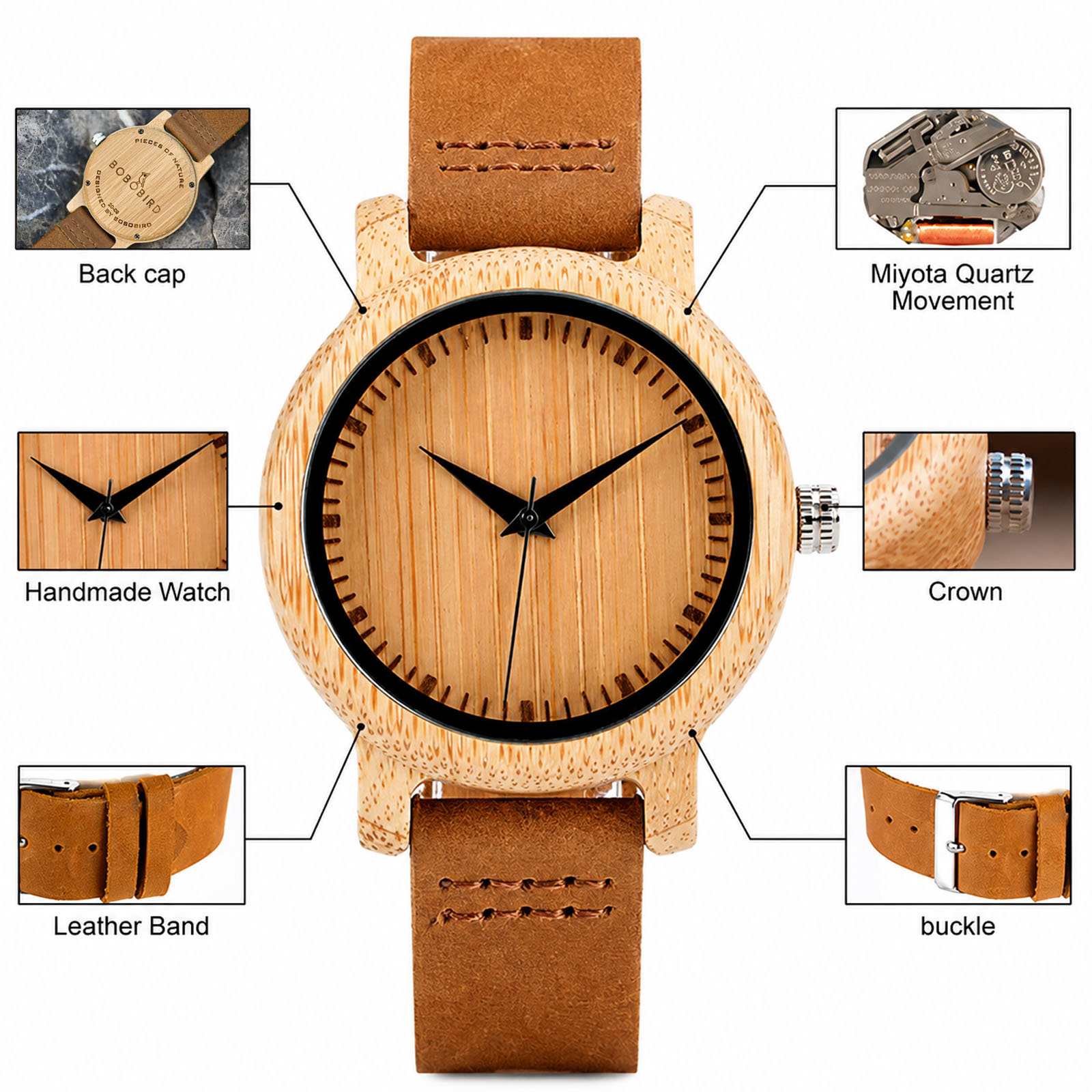 高品質の時計竹ケース男性女性腕時計クォーツムーブメントファッ - Couple Watches Smartwatch のレビューと価格
