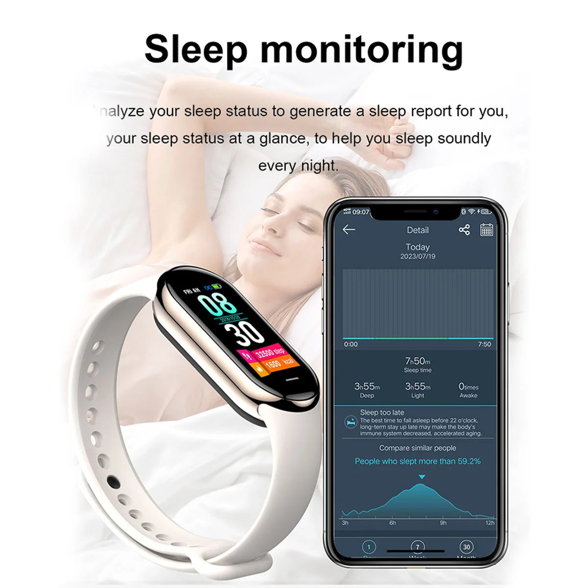 2025年トレンドM8バンドスマートウォッチ、男女兼用、心拍 - Smartwatch Trending Watches For Women のレビューと価格