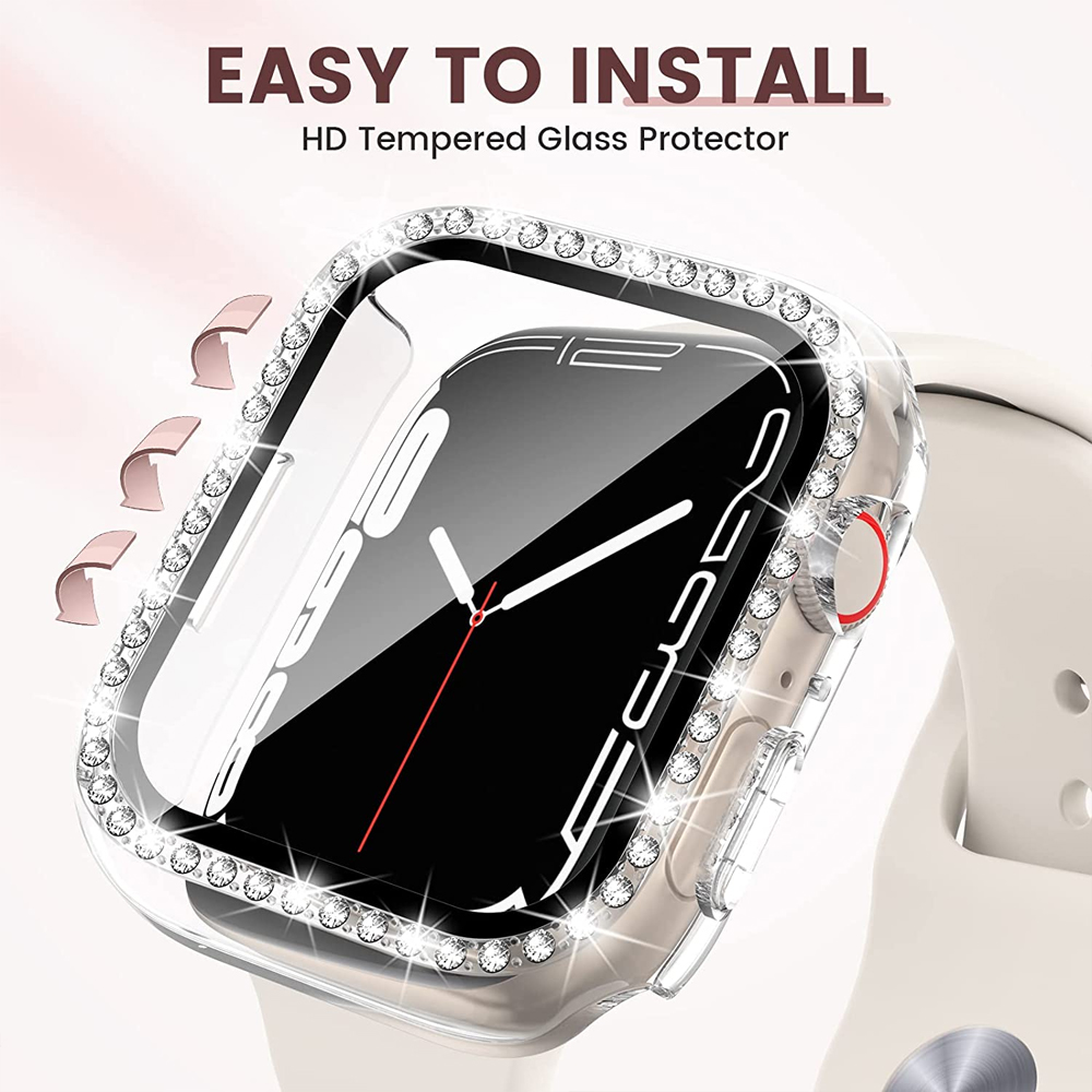 Apple Watch用ガラスケース,保護,ダイヤモンド,ス - Iwatch Smartwatch Series 7 のレビューと価格