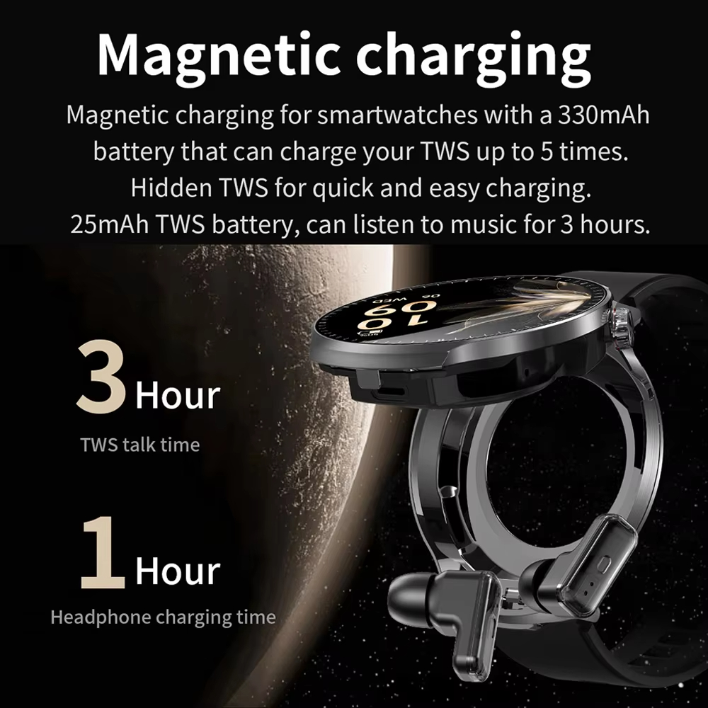 TWS 2 in 1 スマートウォッチ（イヤホン付き）1.8 - Smartwatch Noise Watches For Men のレビューと価格