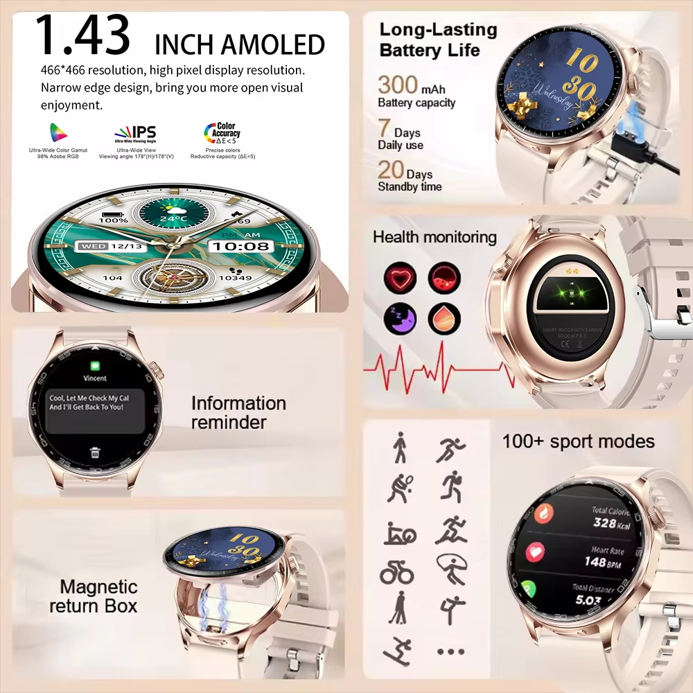 2 in 1 TWSヘッドセット スマートウォッチ 1.43 - Smartwatch Noise Watches For Men のレビューと価格