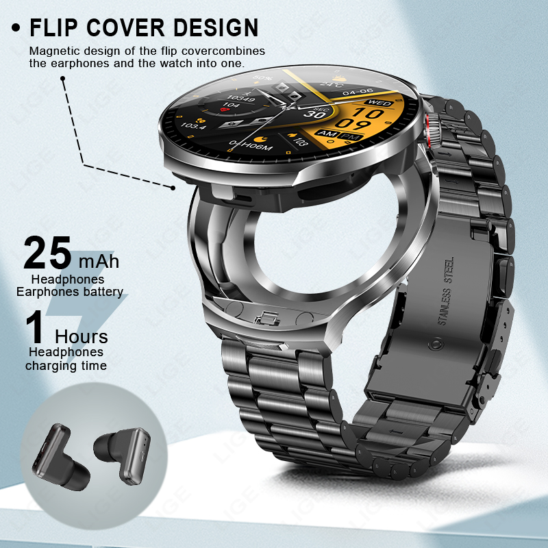 新型スマートウォッチ BT通話 ワイヤレスイヤホン 2 in - Smartwatch Noise Watches For Men のレビューと価格