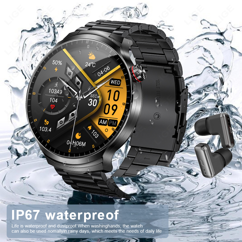 新型スマートウォッチ BT通話 ワイヤレスイヤホン 2 in - Smartwatch Noise Watches For Men のレビューと価格