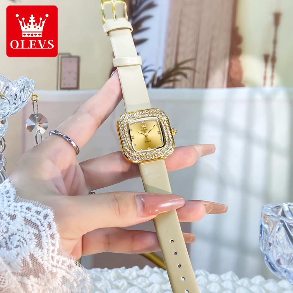 OLEVS ファッションレディーススクエアクォーツ時計レザー - Watch Bezel Insert のレビューと価格