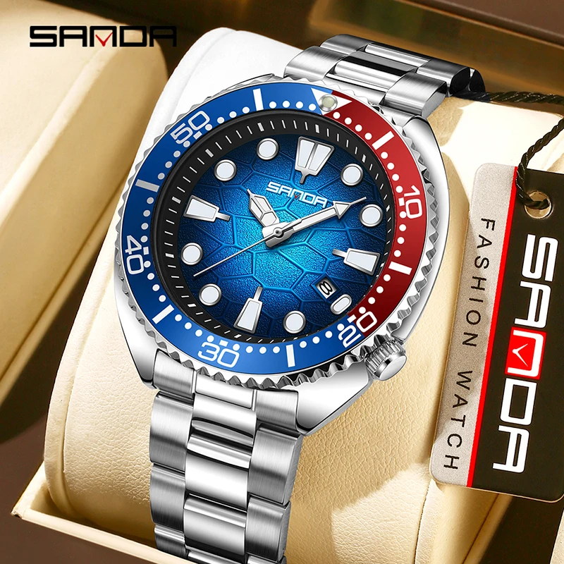 SANDA 高級ファッションメンズクォーツ時計回転ベゼル発光 - Smartwatch Luxury Watches のレビューと価格