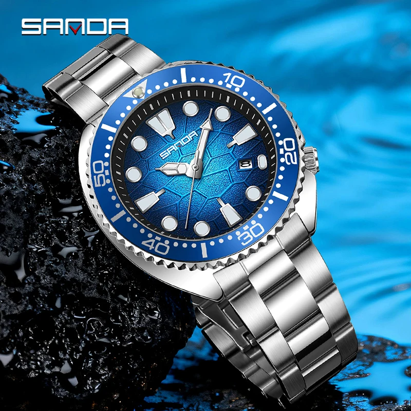 SANDA 高級ファッションメンズクォーツ時計回転ベゼル発光 - Smartwatch Luxury Watches のレビューと価格