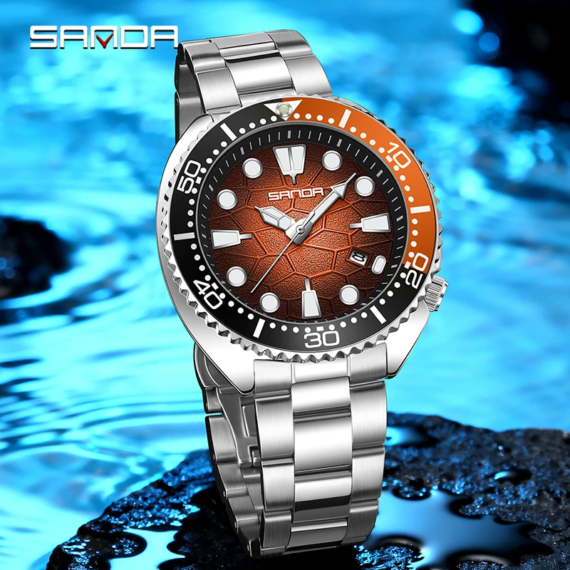 SANDA 高級ファッションメンズクォーツ時計回転ベゼル発光 - Smartwatch Luxury Watches のレビューと価格