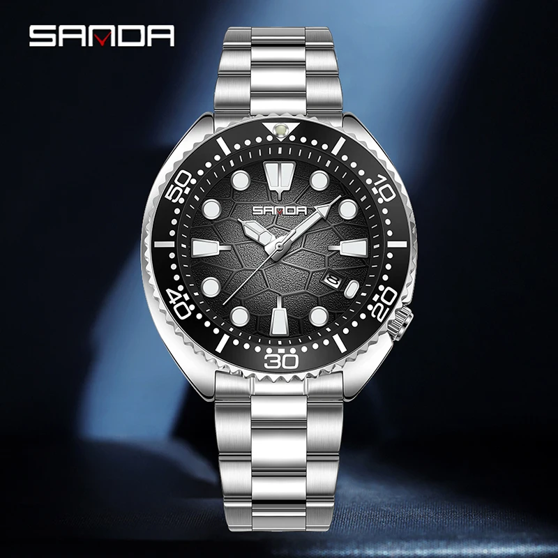 SANDA 高級ファッションメンズクォーツ時計回転ベゼル発光 - Smartwatch Luxury Watches のレビューと価格