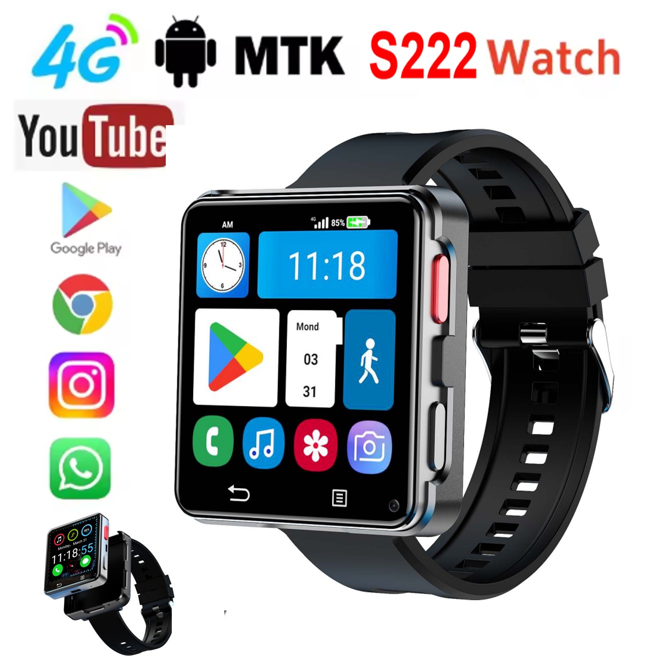 S222 スマートウォッチ 4G SIMカード 4GB RA - Watch Smart Smartwatch のレビューと価格