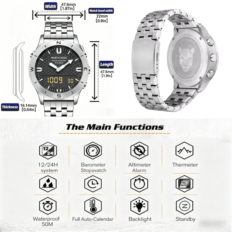 NORTH EDGE メンズアウトドアデジタル腕時計 50M - Smartwatch Digital Watches For Men のレビューと価格