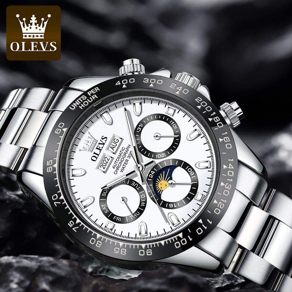 OLEVS 6654 高級メンズ腕時計クロノグラフ自動機械式 - Watches Omega のレビューと価格