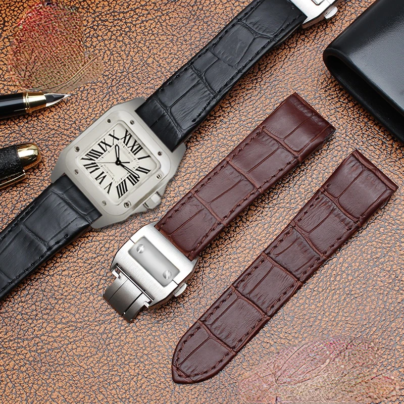本革時計バンドカルティエサントス 100 時計バンド男性女性 - Cartier Watch Santos のレビューと価格