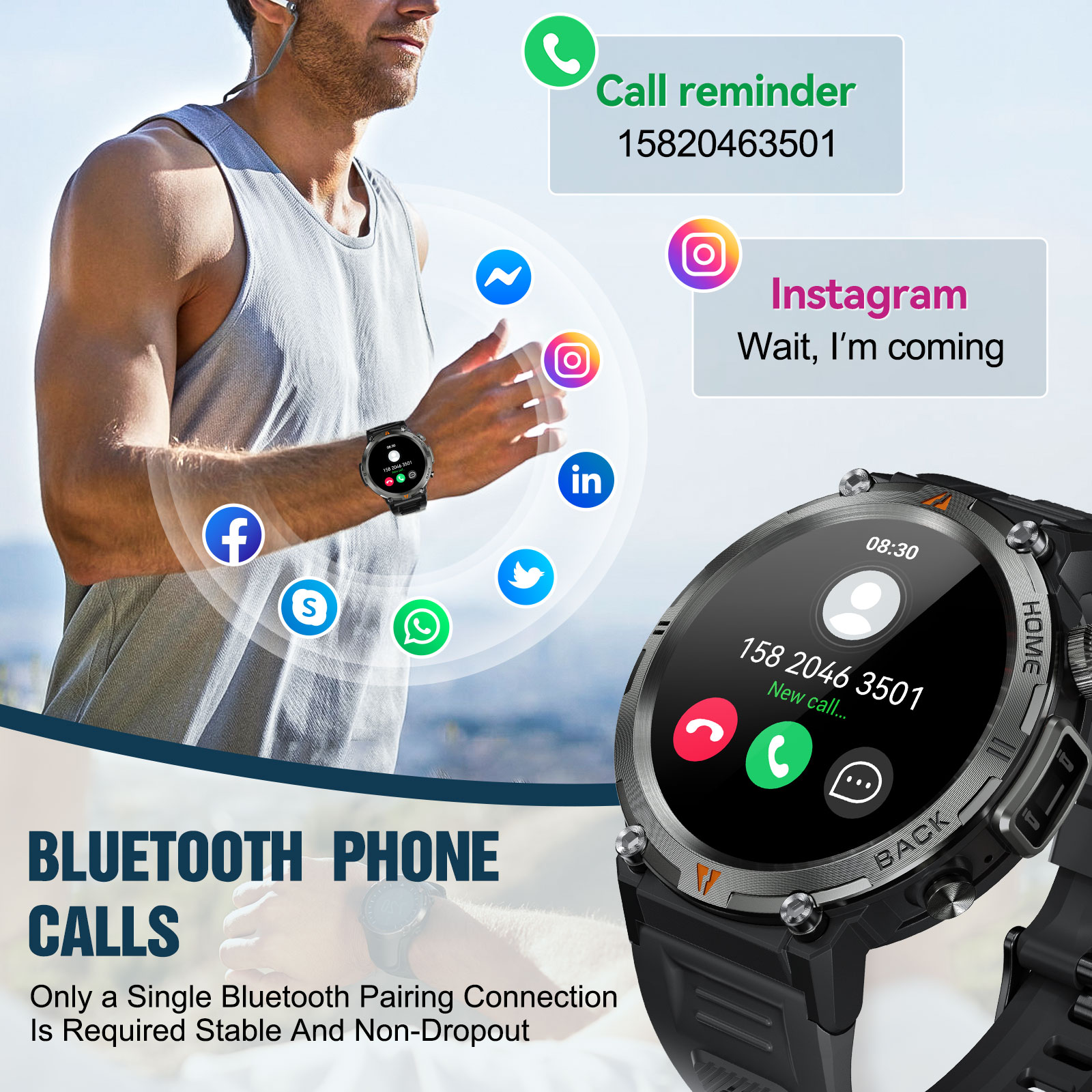 EIGIIS KE3 Bluetooth 通話スマートウォッ - Smartwatch Watches For Men Digital のレビューと価格