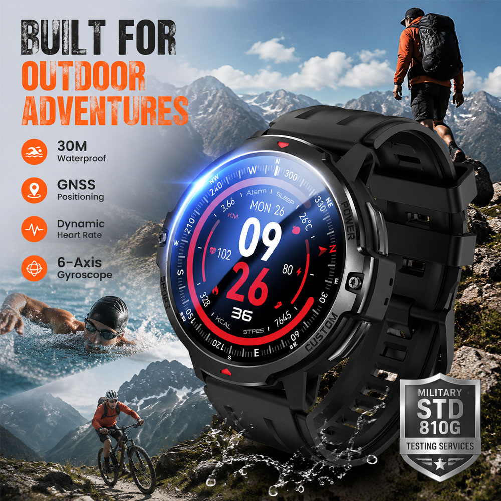 新しい 6 軸ジャイロスコープ軍用 GPS スマートウォッチ - Smartwatch Timex Watches For Women のレビューと価格