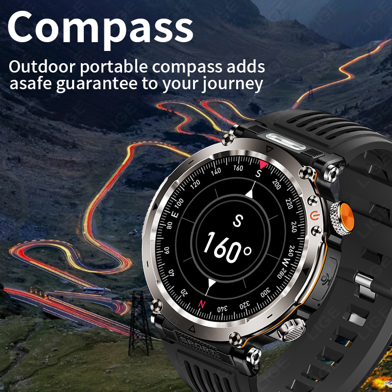 新しい軍事屋外スマートウォッチ男性心拍数モニター時計 LED - Watch Smart Smartwatch のレビューと価格