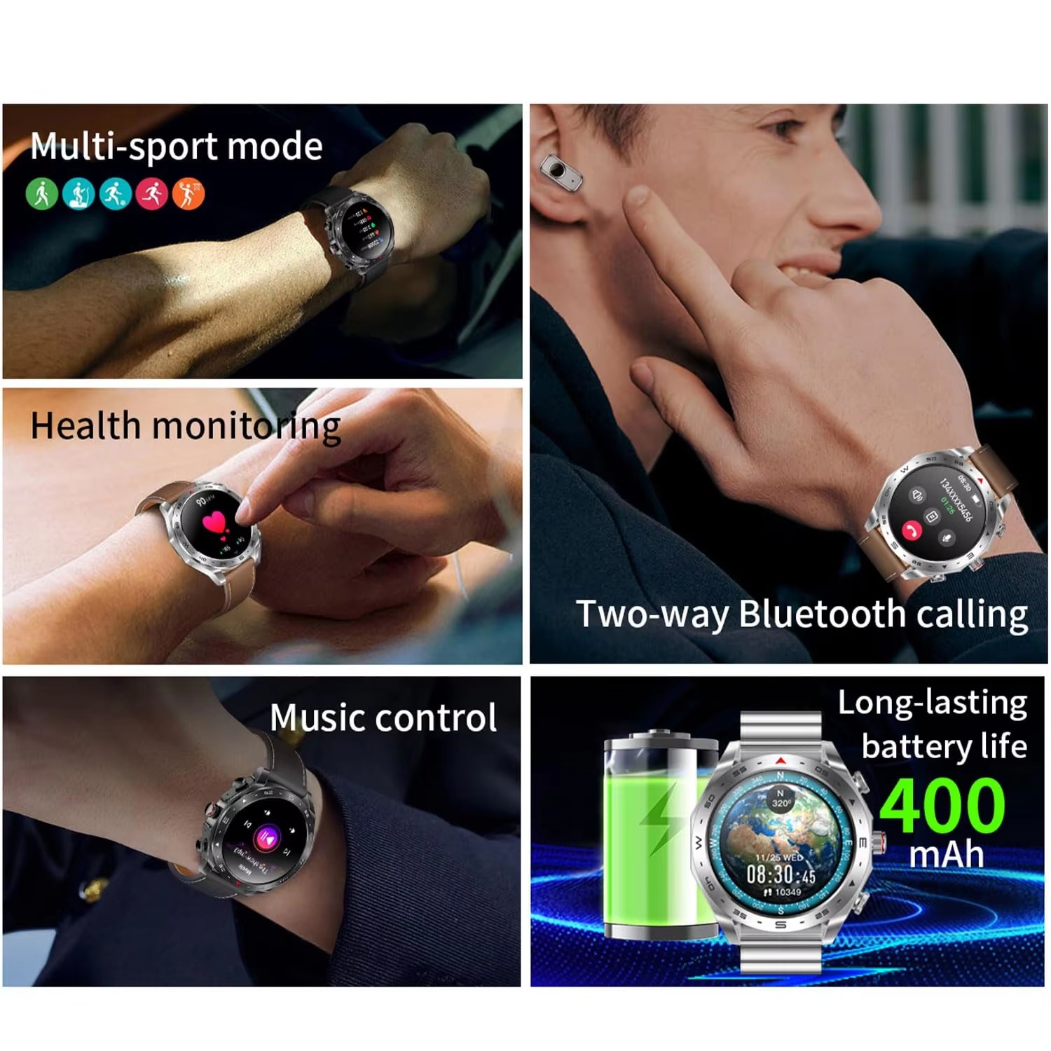 ビジネススマートウォッチ 2 in 1 TWS ノイズリダク - Smartwatch Noise Watches For Men のレビューと価格