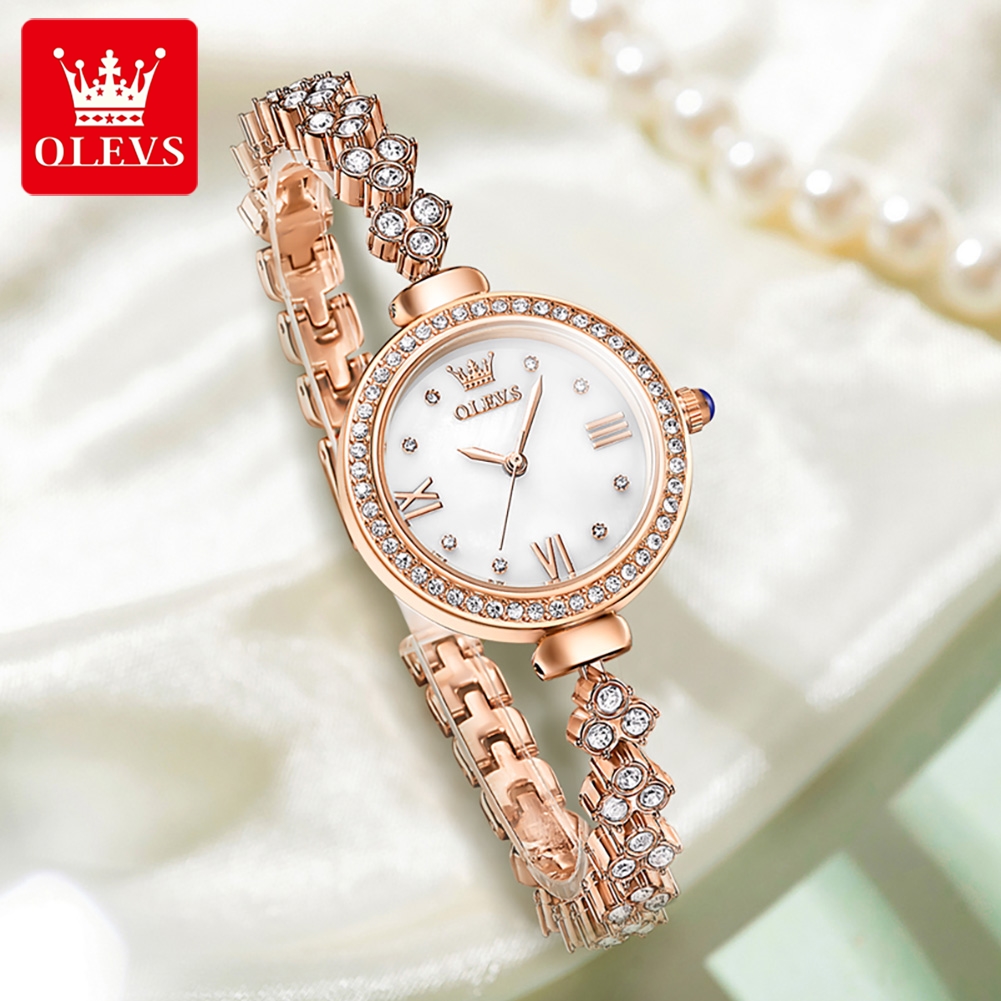 Olevs-女性用防水発光クォーツ腕時計、エレガントなブレス - Watch Bezel Insert のレビューと価格