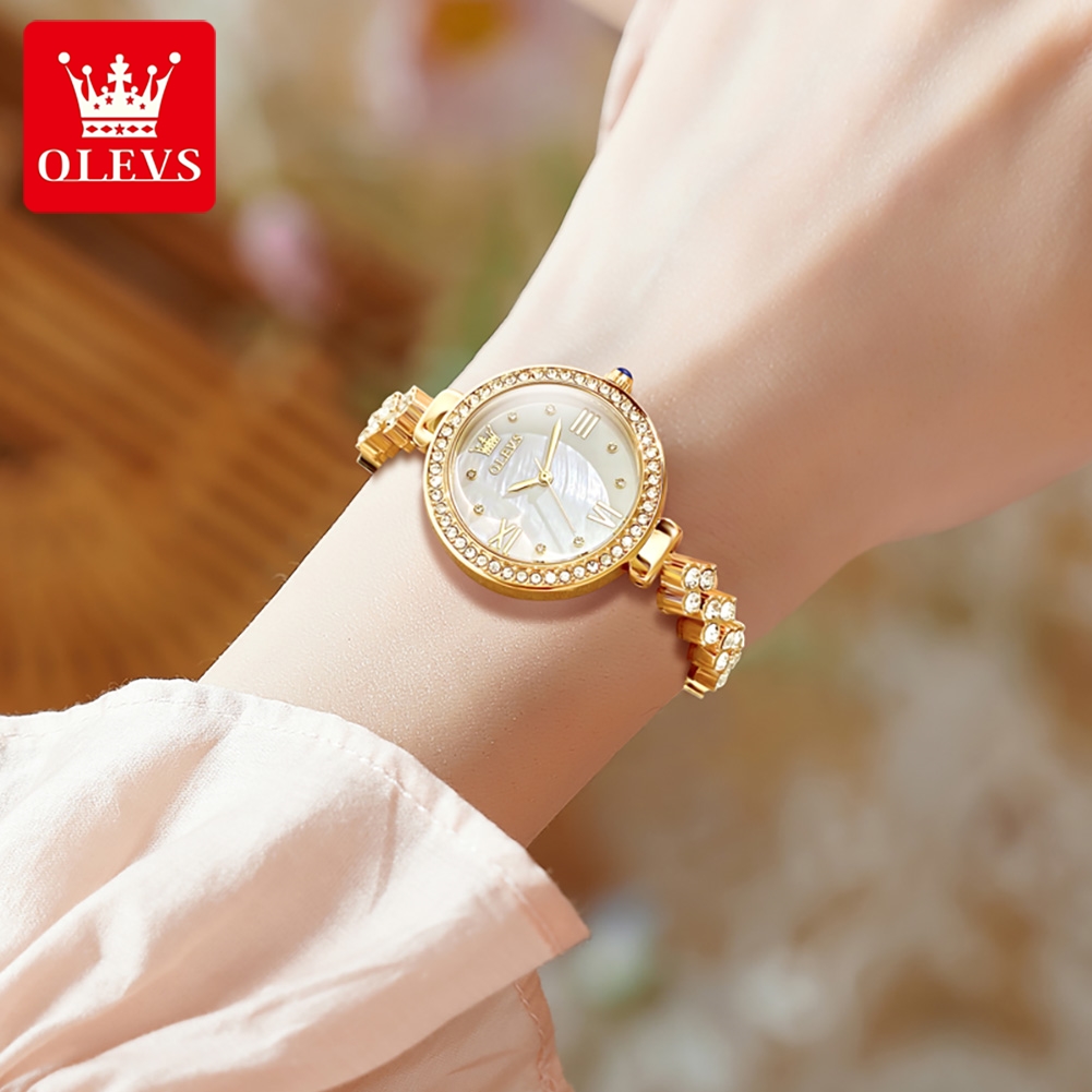 Olevs-女性用防水発光クォーツ腕時計、エレガントなブレス - Watch Bezel Insert のレビューと価格
