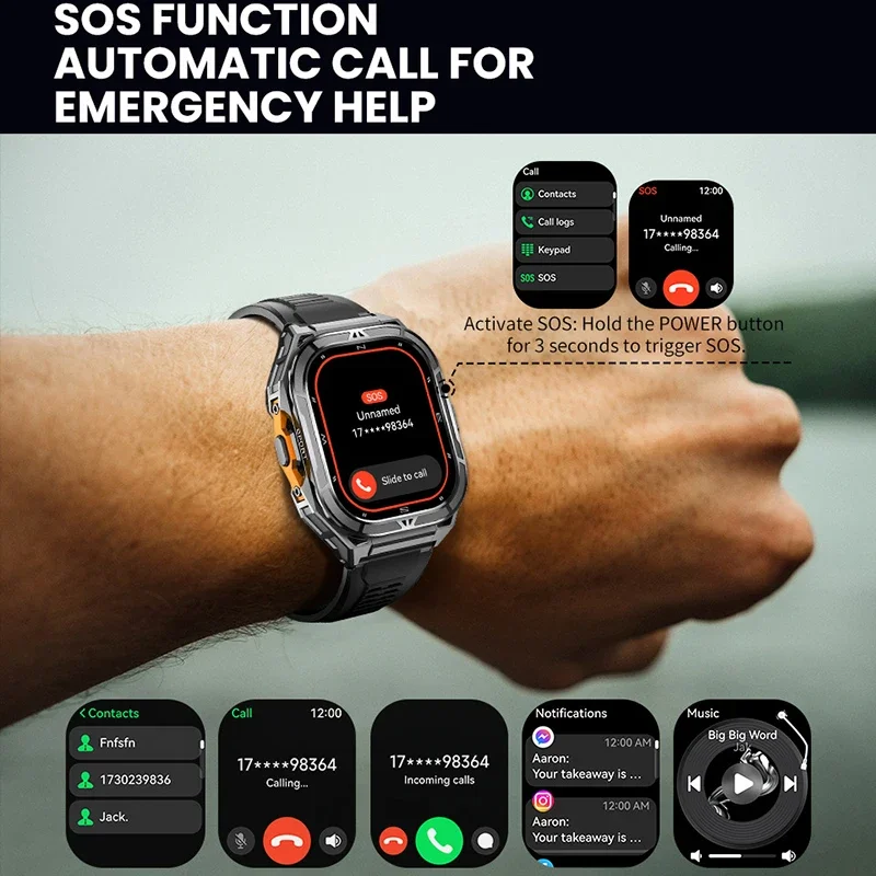 高級AMOLEDスマートウォッチ、リアルGPS搭載、5ATM - Smartwatch Digital Watches For Men のレビューと価格