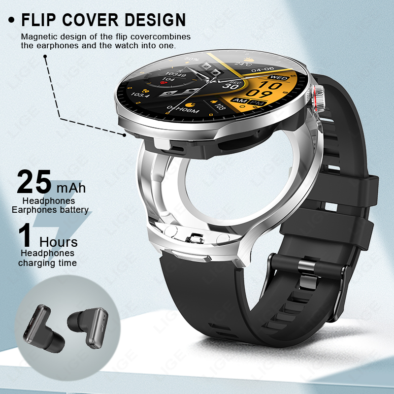 メンズ 2 in 1 スマートウォッチ イヤホン付き ブルー - Smartwatch Noise Watches For Men のレビューと価格